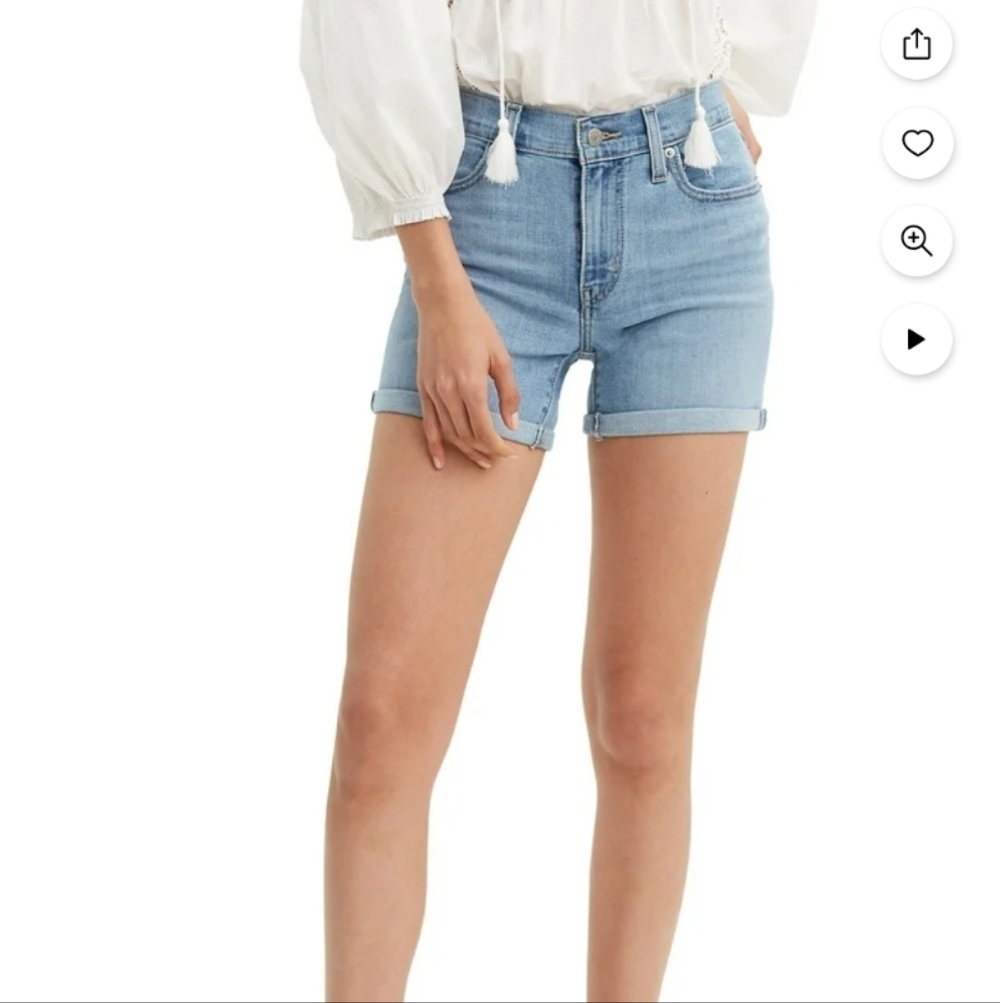 Levi Strauss Mid-Length Cuffed Blue Jean Shorts Size 33 EUC